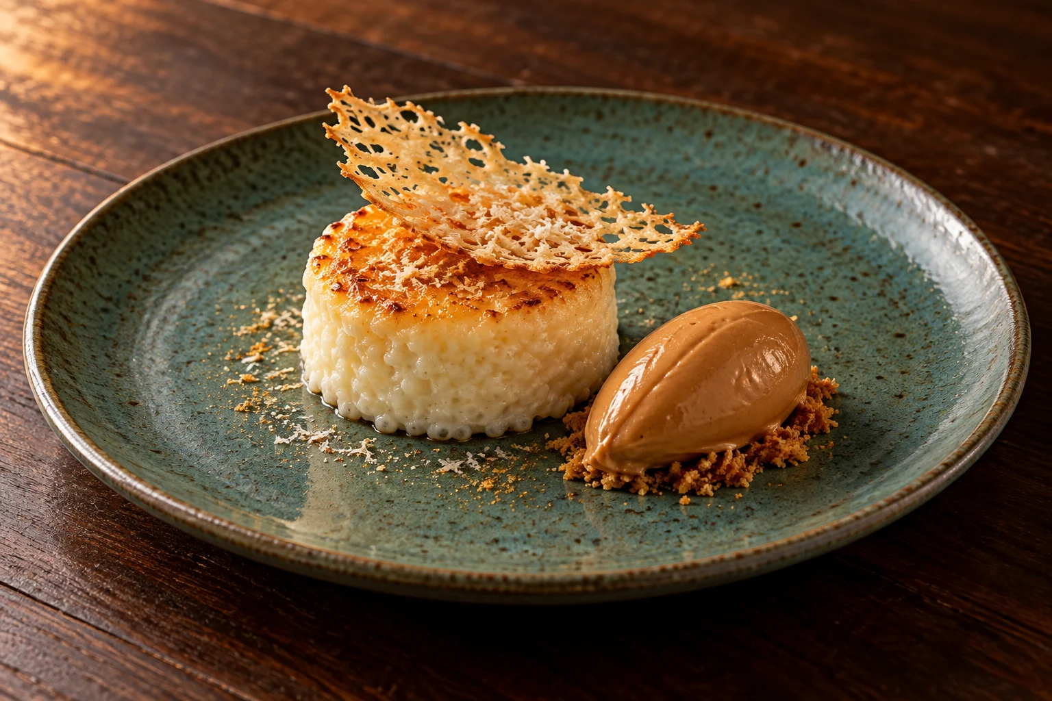 Pudim de tapioca com parmesão — imagem criada a partir do cardápio